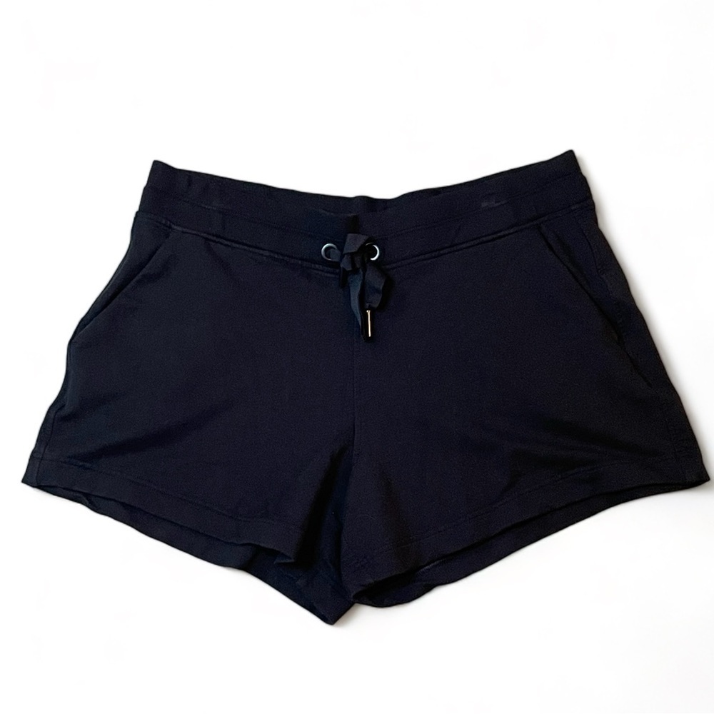 ATHLETA Black Shorts Elastic Waist Ribbon Tie at Waist size Large L Woman’s